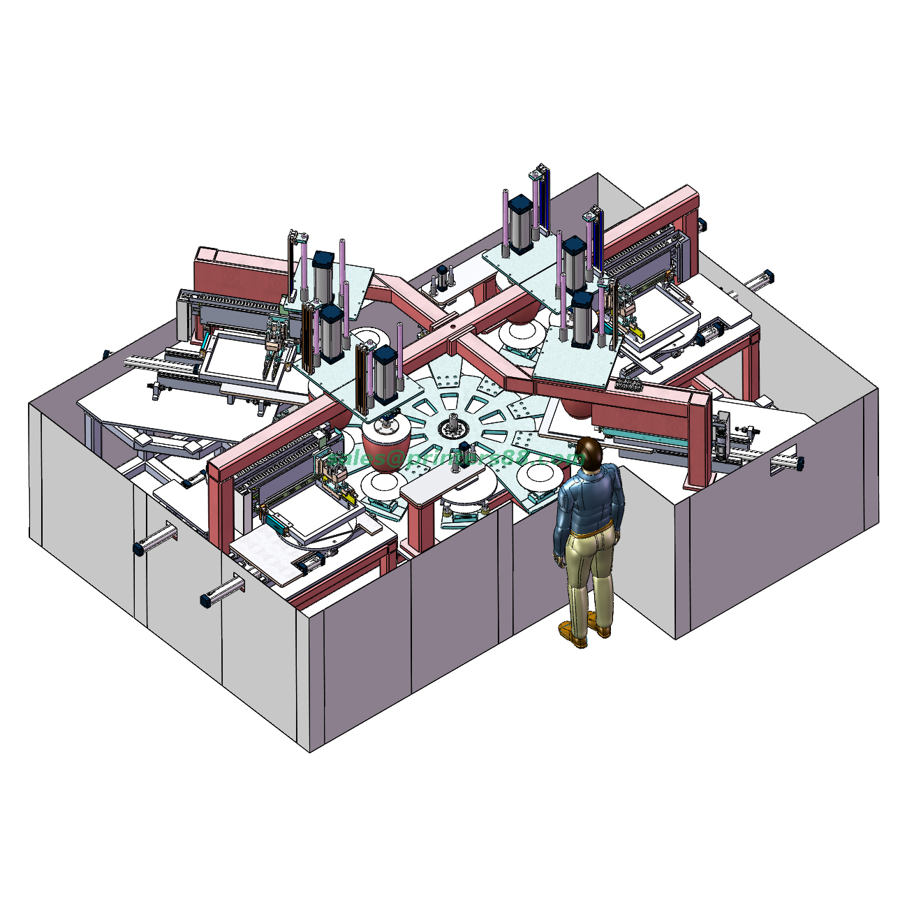 Máquina de tampografía de transferencia total para decoración de cristalería (HX-300-6PS)